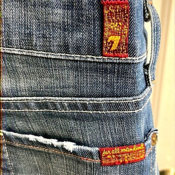 7 for all of Mankind Distressed and Frayed Boycut Button Fly Jeans- Size 27 - Picture 7 of 16